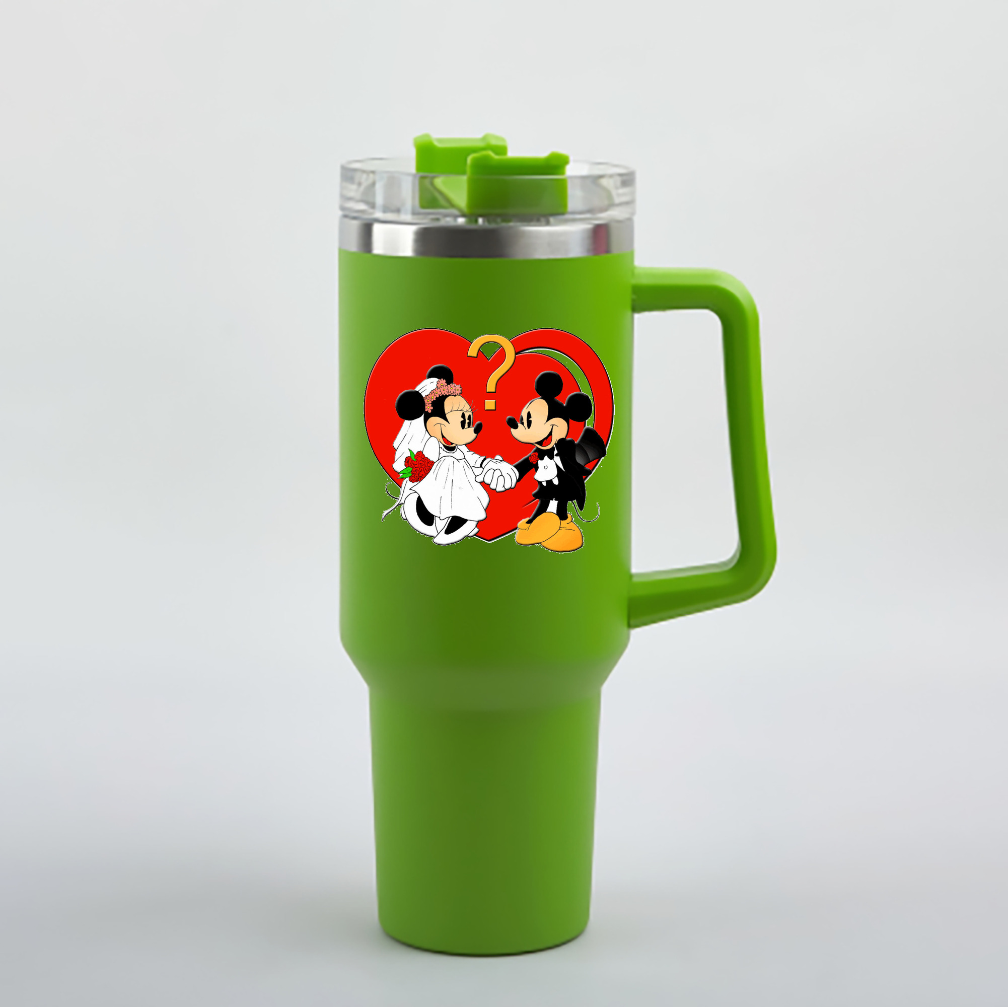（画像用） ミッキーマウス Mickey Mouse 1200mL車用タンブラー - クリスタルステッカー（プラスチックストロー付き）